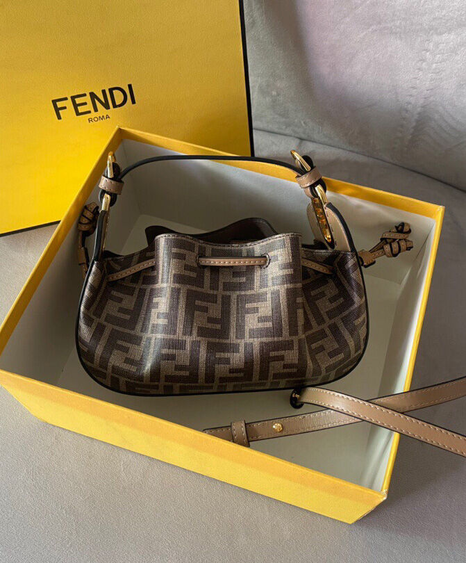 Fendi Pomodorino FF Fabric Mini Bag 8BS059 Coffee